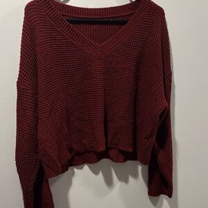 V-Neck Burgundy Sweater